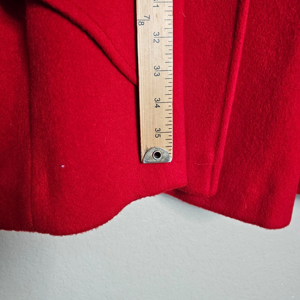 Vintage Red Wool Cape Coat Poncho Toggle Closure Collar Loring Large - Picture 12 of 16